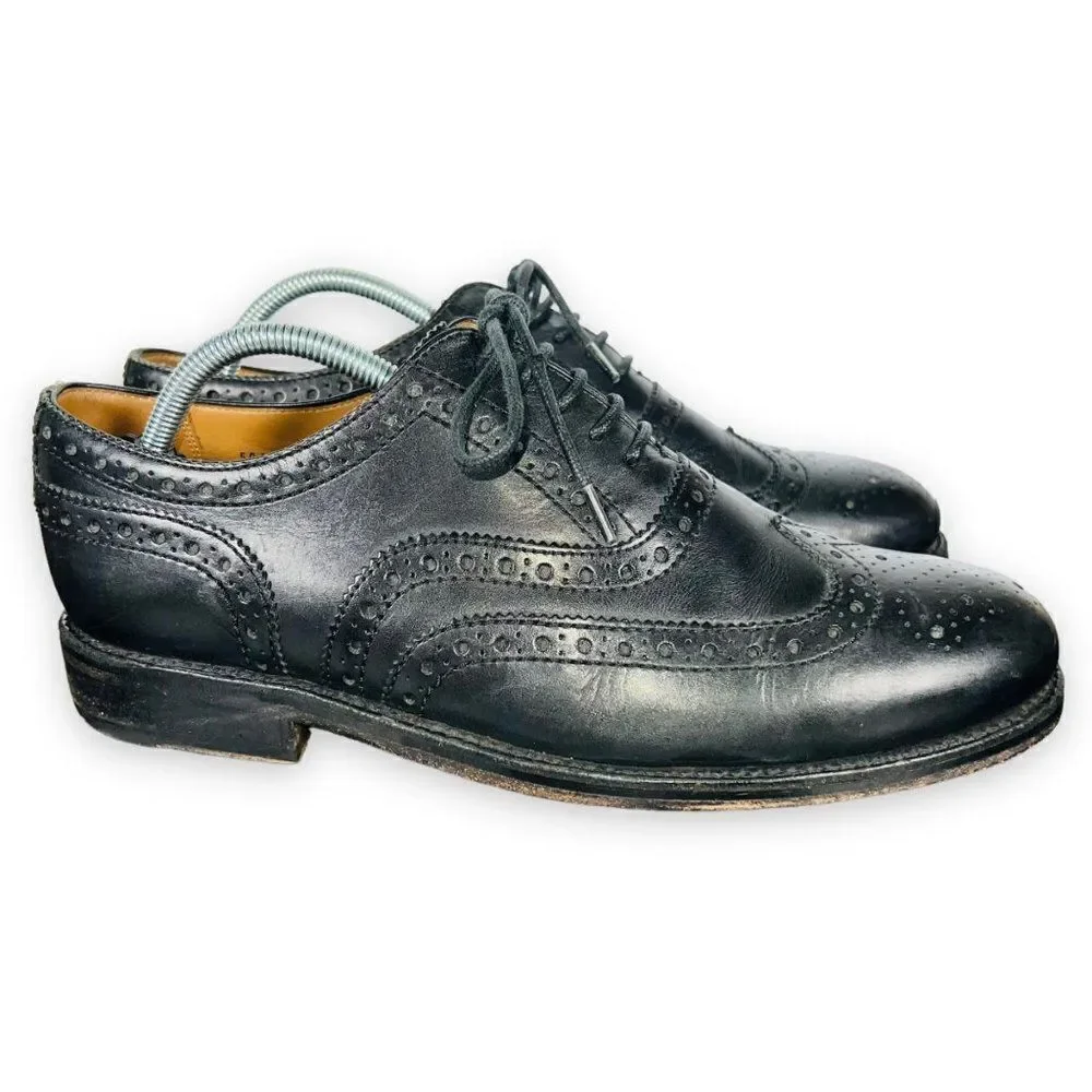 Grenson England Stanley Wingtip‎ Brogue Oxford Black Leather 5033 Men's US 9.5 G